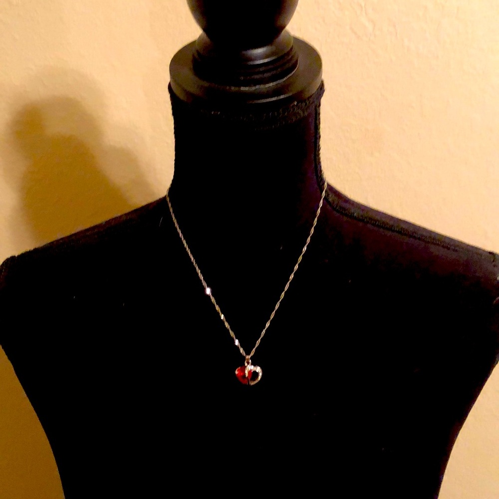 16” silver plated double heart necklace new w/tag